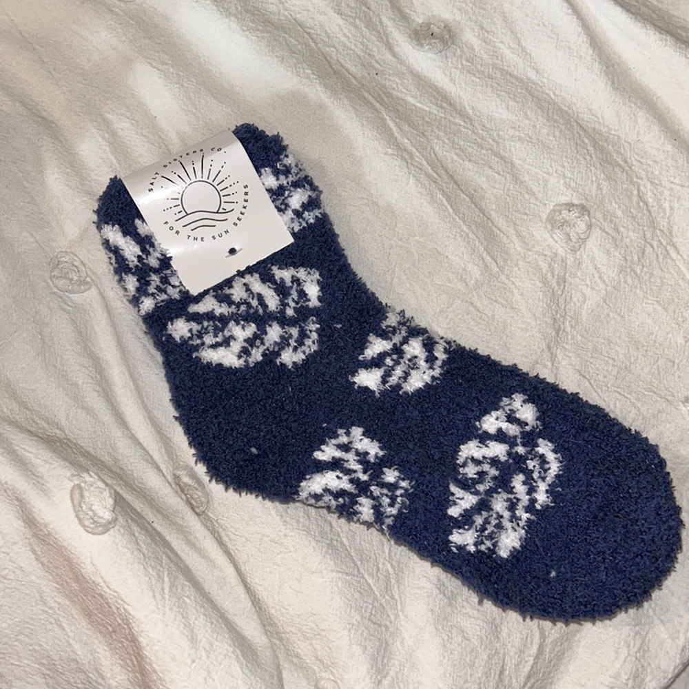 Blue fuzzy socks